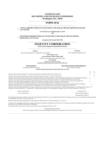 Thumbnail Ingevity 10-K Annual Report 2018