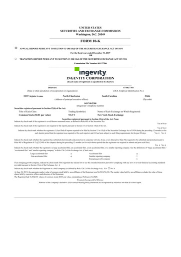 Thumbnail Ingevity 10-K Annual Report 2019