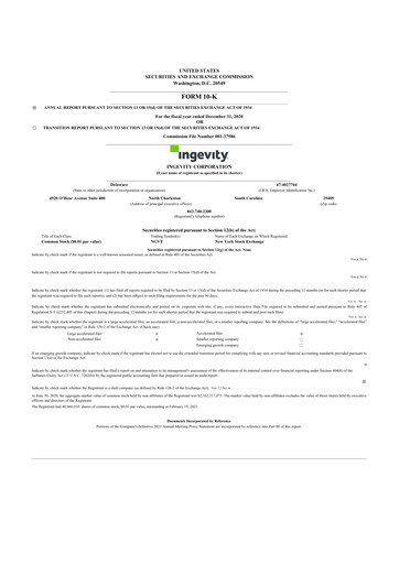 Thumbnail Ingevity 10-K Annual Report 2020