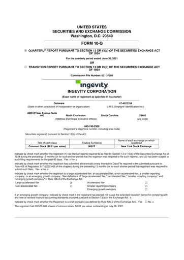 Thumbnail Ingevity 10-Q Quarterly Report FY2021 