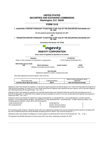Thumbnail Ingevity 10-Q Quarterly Report FY2021 