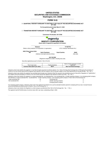 Thumbnail Ingevity 10-Q Quarterly Report FY2022 