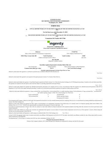 Thumbnail Ingevity 10-K Annual Report 2022