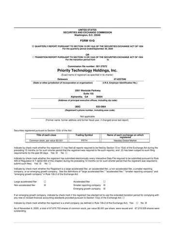 Thumbnail Priority Technology Holdings
 10-Q Quarterly Report FY2020 