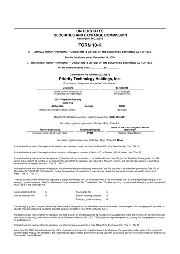 Thumbnail Priority Technology Holdings
 10-K Annual Report 