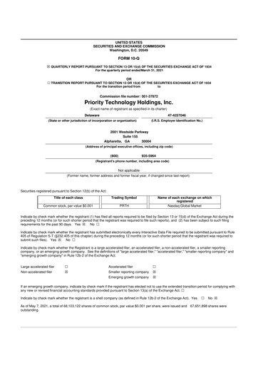 Thumbnail Priority Technology Holdings
 10-Q Quarterly Report FY2021 