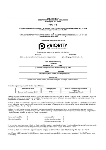 Thumbnail Priority Technology Holdings
 10-Q Quarterly Report FY2021 