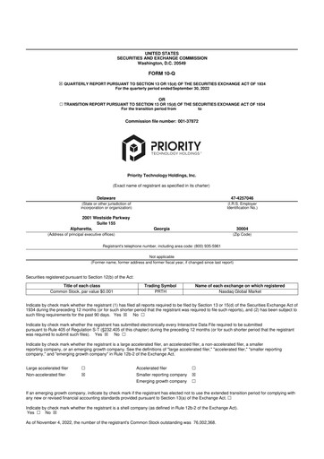 Thumbnail Priority Technology Holdings
 10-Q Quarterly Report FY2022 