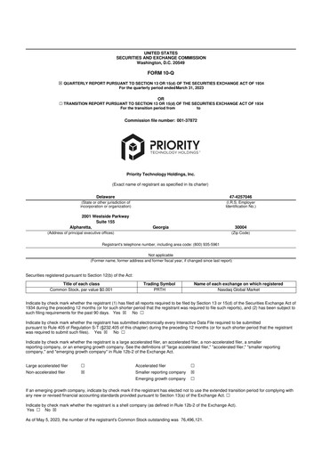 Thumbnail Priority Technology Holdings
 10-Q Quarterly Report FY2023 