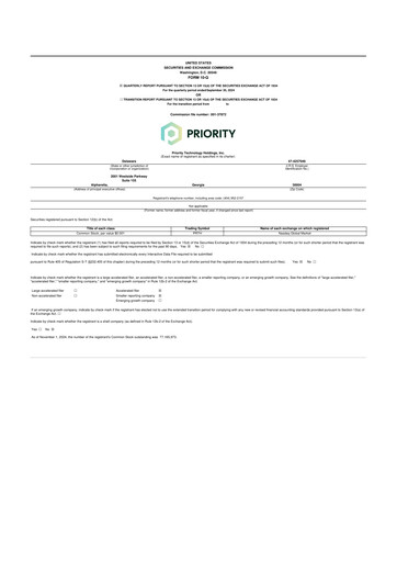 Thumbnail Priority Technology Holdings
 10-Q Quarterly Report FY2024 
