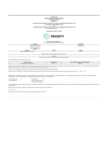 Thumbnail Priority Technology Holdings
 10-Q Quarterly Report FY2025 