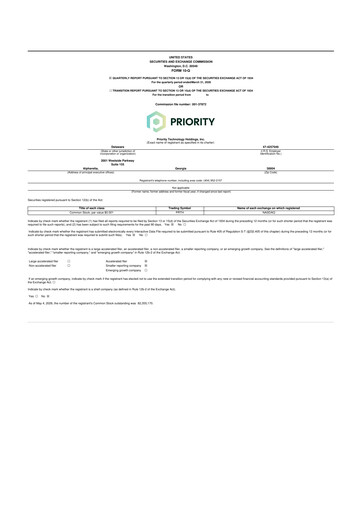 Thumbnail Priority Technology Holdings
 10-Q Quarterly Report FY 