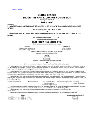 Thumbnail Red Rock Resorts 10-Q Quarterly Report FY2017 