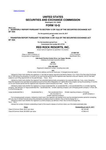 Thumbnail Red Rock Resorts 10-Q Quarterly Report FY2017 
