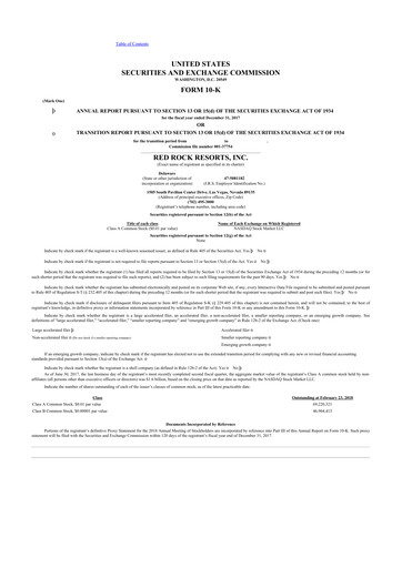 Thumbnail Red Rock Resorts 10-K Annual Report 2017