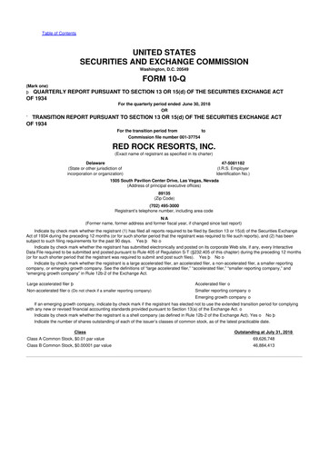 Thumbnail Red Rock Resorts 10-Q Quarterly Report FY2018 