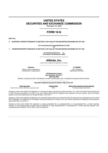 Miniature Allbirds 10-Q Rapport trimestriel 2022 