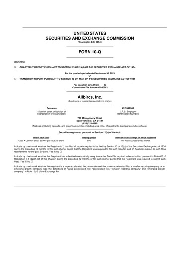 Miniature Allbirds 10-Q Rapport trimestriel 2023 