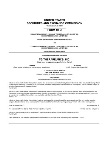Thumbnail TG Therapeutics 10-Q Quarterly Report FY2016 