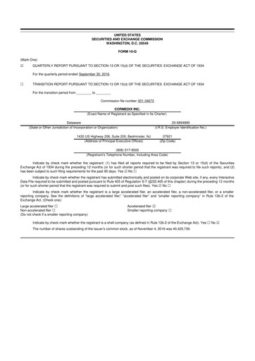 Thumbnail CorMedix 10-Q Quarterly Report FY2016 