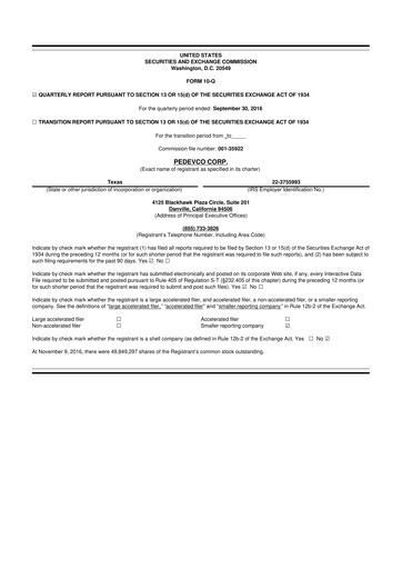 Thumbnail PEDEVCO
 10-Q Quarterly Report FY2016 