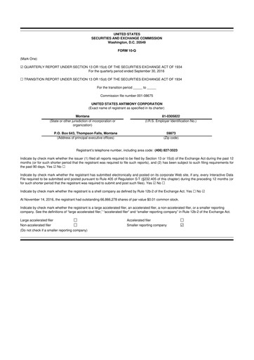 Thumbnail United States Antimony Corporation 10-Q Quarterly Report FY2016 