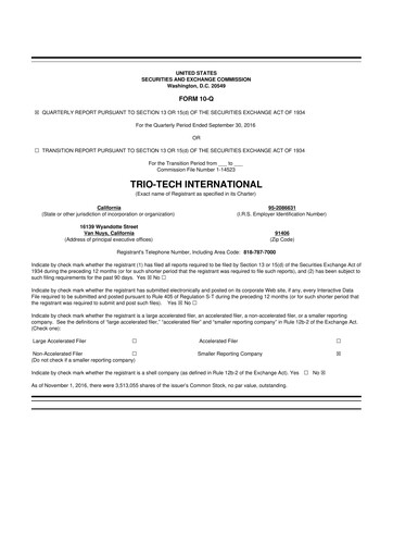 Thumbnail Trio-Tech International 10-Q Quarterly Report FY2017 Q1