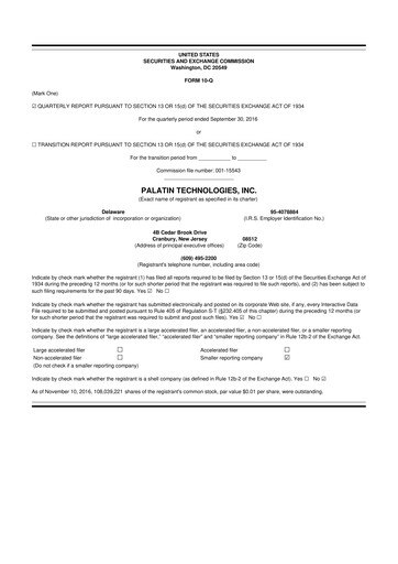 Miniature Palatin Technologies 10-Q Rapport trimestriel 2017 