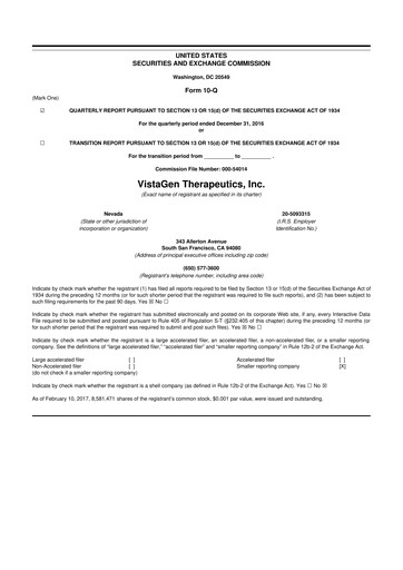 Thumbnail VistaGen Therapeutics
 10-Q Quarterly Report FY2016 