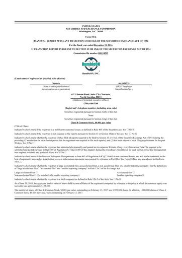 Thumbnail RumbleOn 10-K Annual Report 2016