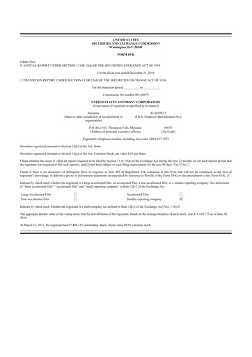 Vorschaubild United States Antimony Corporation 10-K Jahresbericht 2016