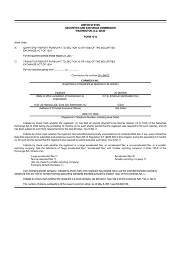 Thumbnail CorMedix 10-Q Quarterly Report FY2017 