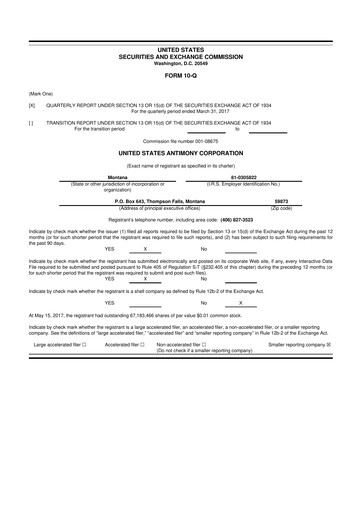 Thumbnail United States Antimony Corporation 10-Q Quarterly Report FY2017 
