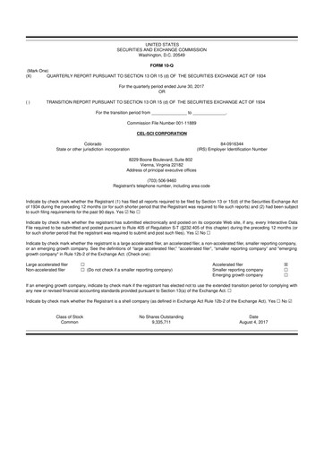 Thumbnail Cel-Sci

 10-Q Quarterly Report FY2017 