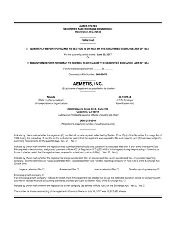 Thumbnail Aemetis 10-Q Quarterly Report FY2017 