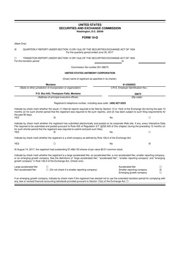 Thumbnail United States Antimony Corporation 10-Q Quarterly Report FY2017 