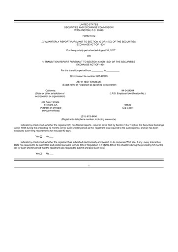 Thumbnail Aehr Test Systems 10-Q Quarterly Report FY2018 