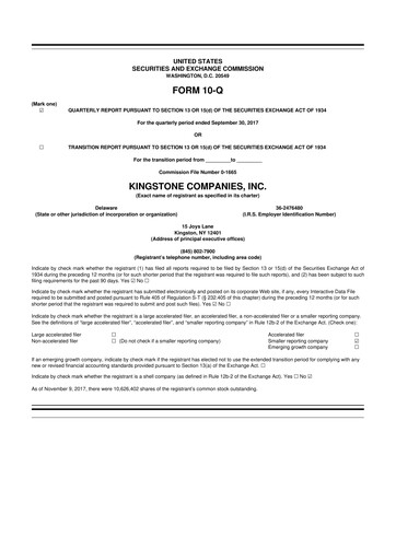 Thumbnail Kingstone Companies 10-Q Quarterly Report FY2017 