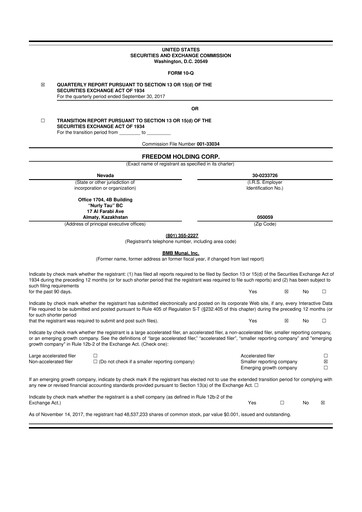 Vorschaubild Freedom Holding 10-Q Quartalsbericht 2018 
