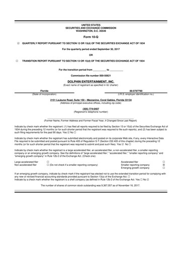 Thumbnail Dolphin Entertainment
 10-Q Quarterly Report FY2017 