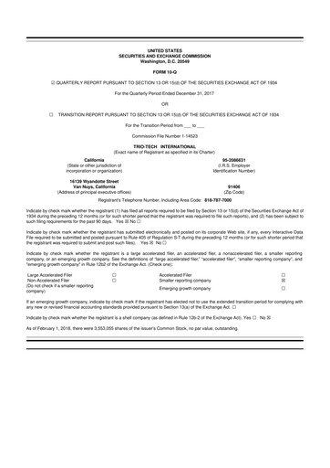 Thumbnail Trio-Tech International 10-Q Quarterly Report FY2018 Q2