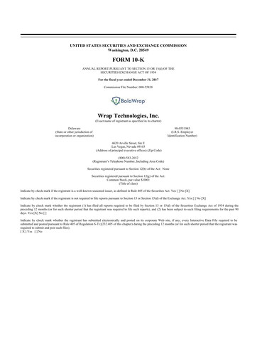 Miniature Wrap Technologies
 10-K Rapport annuel 2017