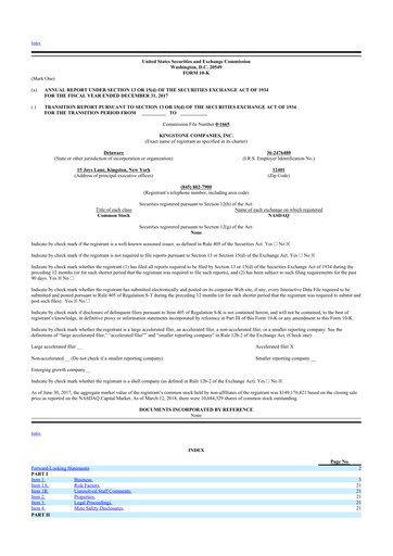 Thumbnail Kingstone Companies 10-K Annual Report 2017