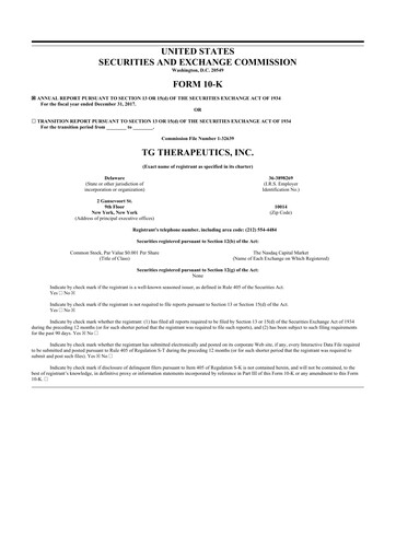 Thumbnail TG Therapeutics 10-K Annual Report 2017