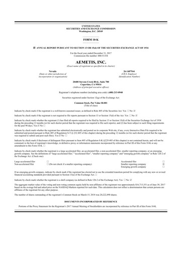 Thumbnail Aemetis 10-K Annual Report 2017