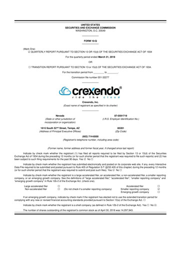 Thumbnail Crexendo 10-Q Quarterly Report FY2018 