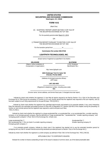 Vorschaubild LightPath Technologies 10-Q Quartalsbericht 2018 