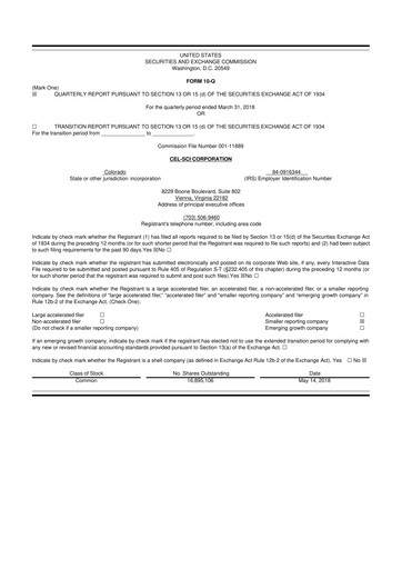 Thumbnail Cel-Sci

 10-Q Quarterly Report FY2018 