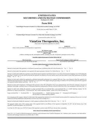 Thumbnail VistaGen Therapeutics
 10-K Annual Report 2018