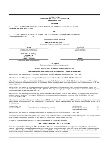 Thumbnail Freedom Holding 10-K Annual Report 2018